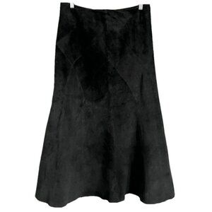 Vintage Danier Black Suede Lined Leather Full Maxi Skirt - 10, 32" waist